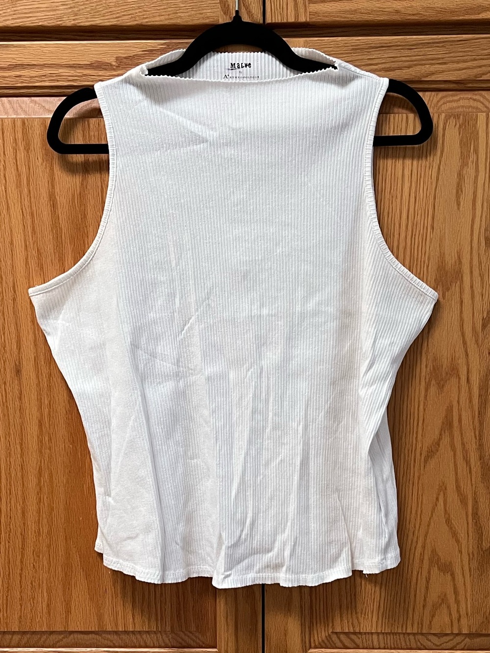 Maeve White Ribbed Mock Neck Tank, GUC, Size 1X